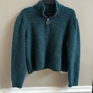 Kendall & Kylie Green Teal Quarter Zip Pullover Sweater Large